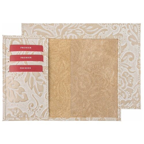 фото Обложка для паспорта из натуральной кожи, футляр на паспорт, чехол на удостоверение женский бежевый cro-o-85-128 нет бренда