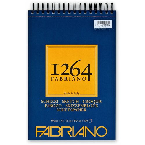 Альбом для графики Fabriano 1264 SKETCH 90г/м. кв 21х29,7 120 листов спираль по короткой стороне