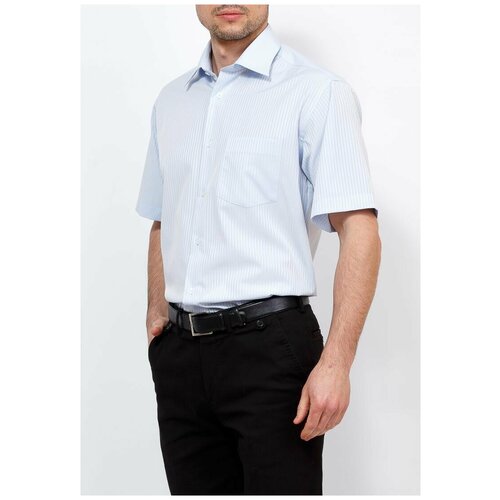 фото Рубашка мужская короткий рукав casino c201/0/9012, прямой силуэт / сlassic fit, цвет голубой, рост 174-184, размер ворота 39