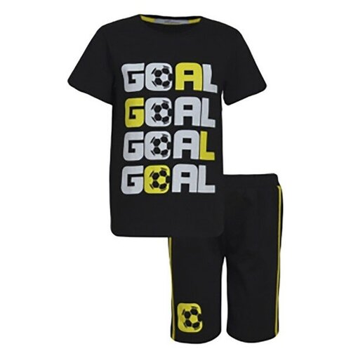 Комплект для мальчика (футболка, шорты), цвет чёрный, рост 128 см
