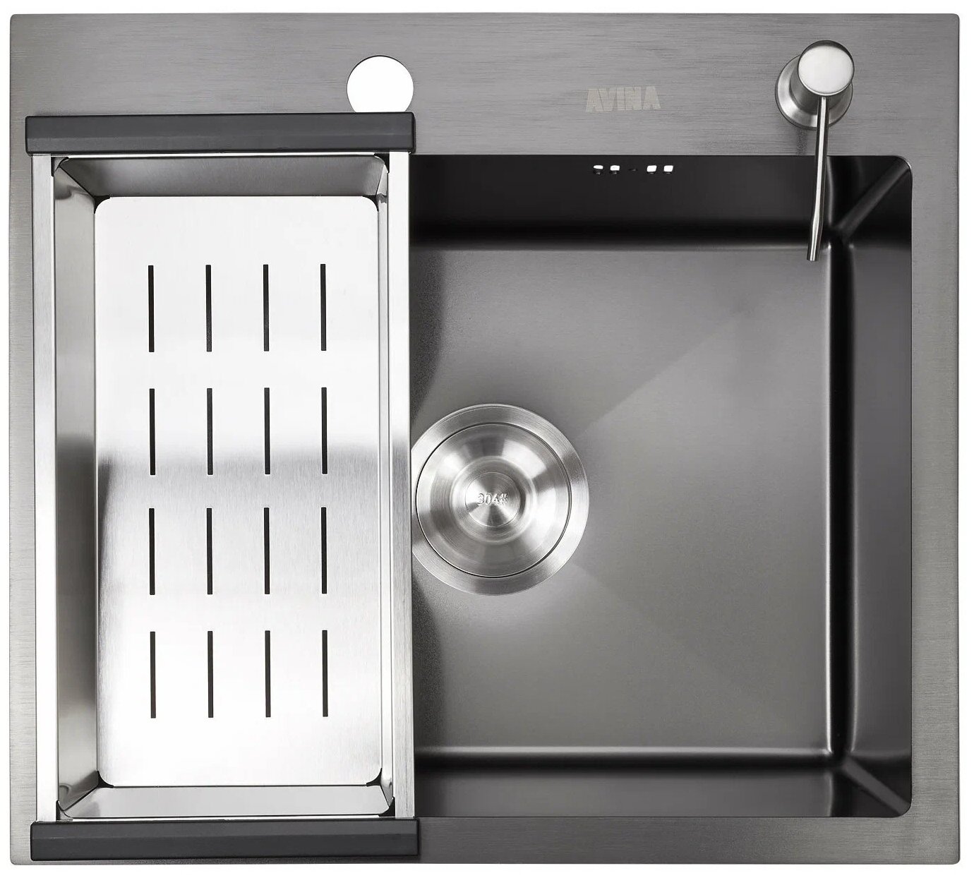 Интегрированная кухонная мойка 50 см, Amalet HM5045, матовое черный