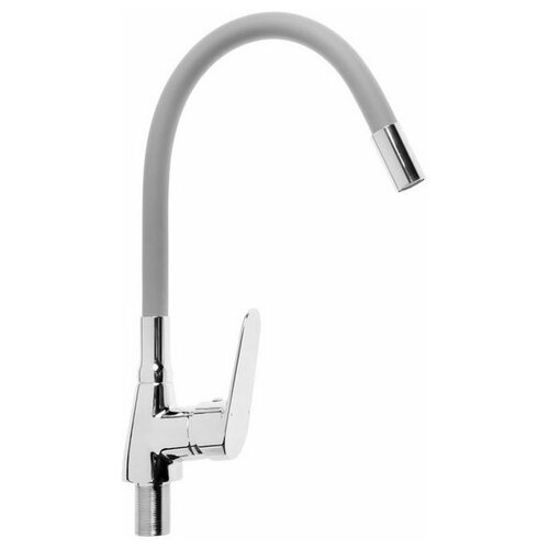 Смеситель для кухни BY С4-KG L5014, однорычажный, гибкий излив, серый