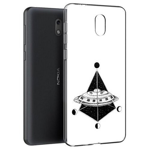 Чехол задняя-панель-накладка-бампер MyPads черно белая летающая тарелка для Nokia 3 противоударный