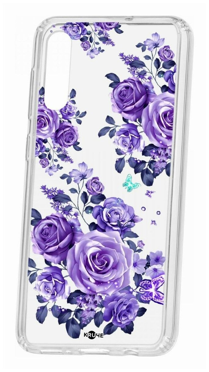 Чехол для Samsung Galaxy A50/A50S/A30S Kruche Print Roses, пластиковая накладка, силиконовый бампер с защитой камеры, защитный прозрачный кейс с рисунком