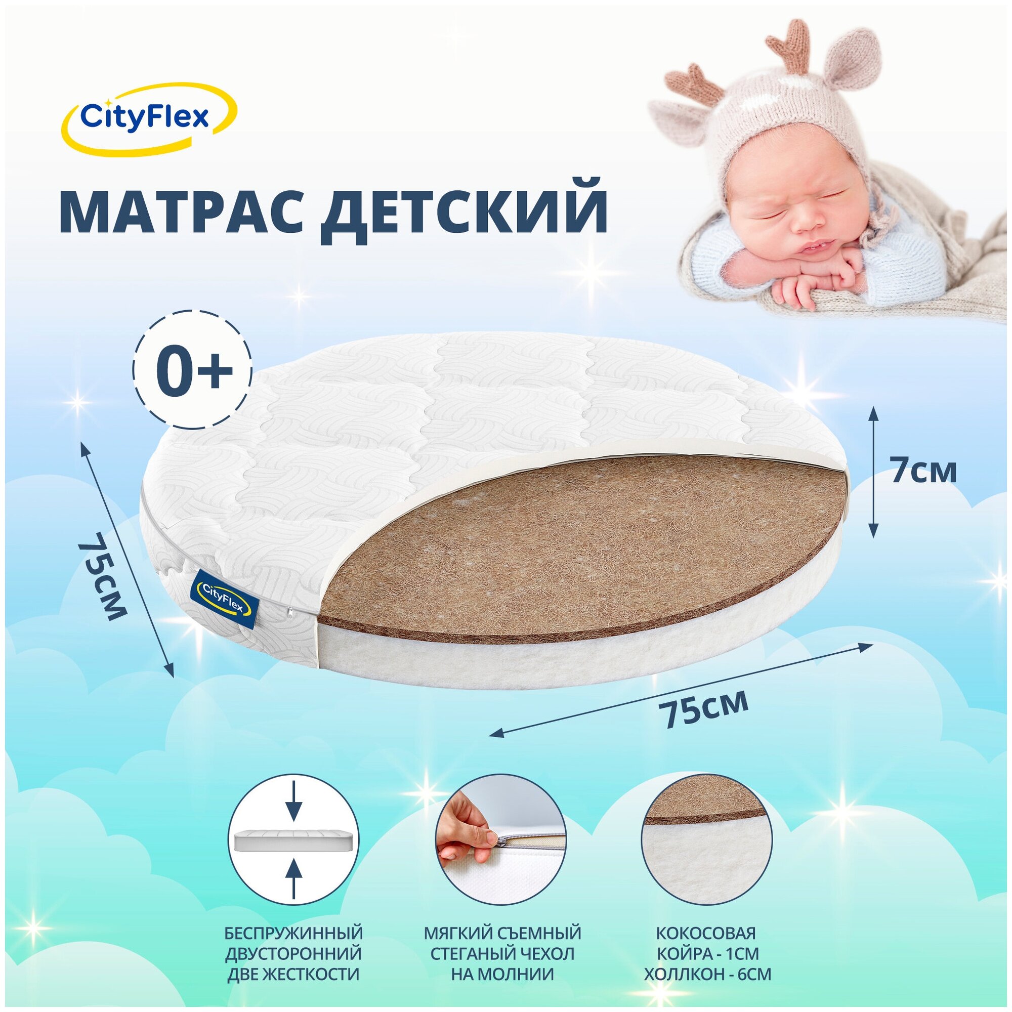 фото Круглый матрас CityFlex R S6K1 75x75