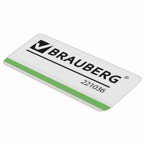 Ластик BRAUBERG Partner, комплект 40 шт, 57х18х8 мм, белый, прямоугольный, скошенные края, 221036