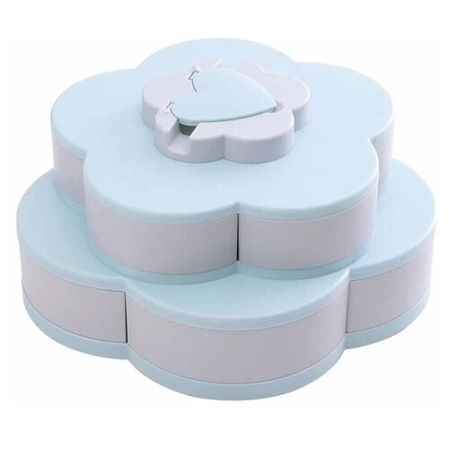 Менажница - органайзер для сладостей / Коробка для сладостей (конфетница) двухъярусная (голубая) / Банка для продуктов