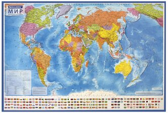 Карта мира политическая 101х70 см, 1:32М, с ламинацией, интерактивная, в тубусе, BRAUBERG, 112382