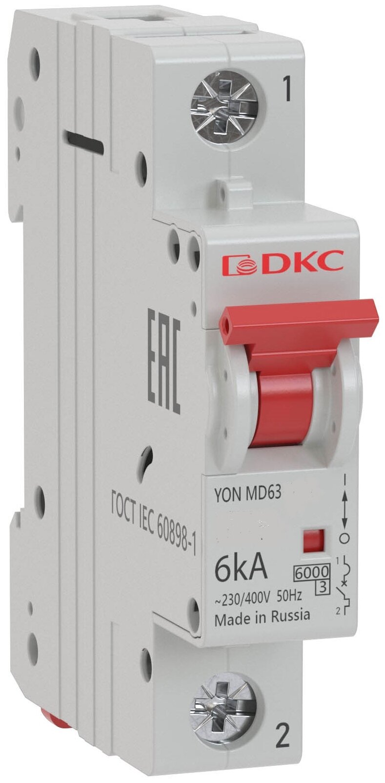 Выключатель автоматический DKC YON 1P 2А 6кА, MD63-1C2-6