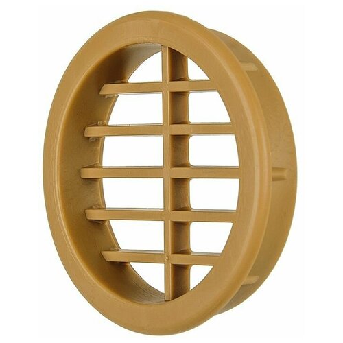 Вентиляционная решетка круглая пластиковая диаметр 47мм, цвет светлый дуб , для мебели, кухни, цоколя, подоконника