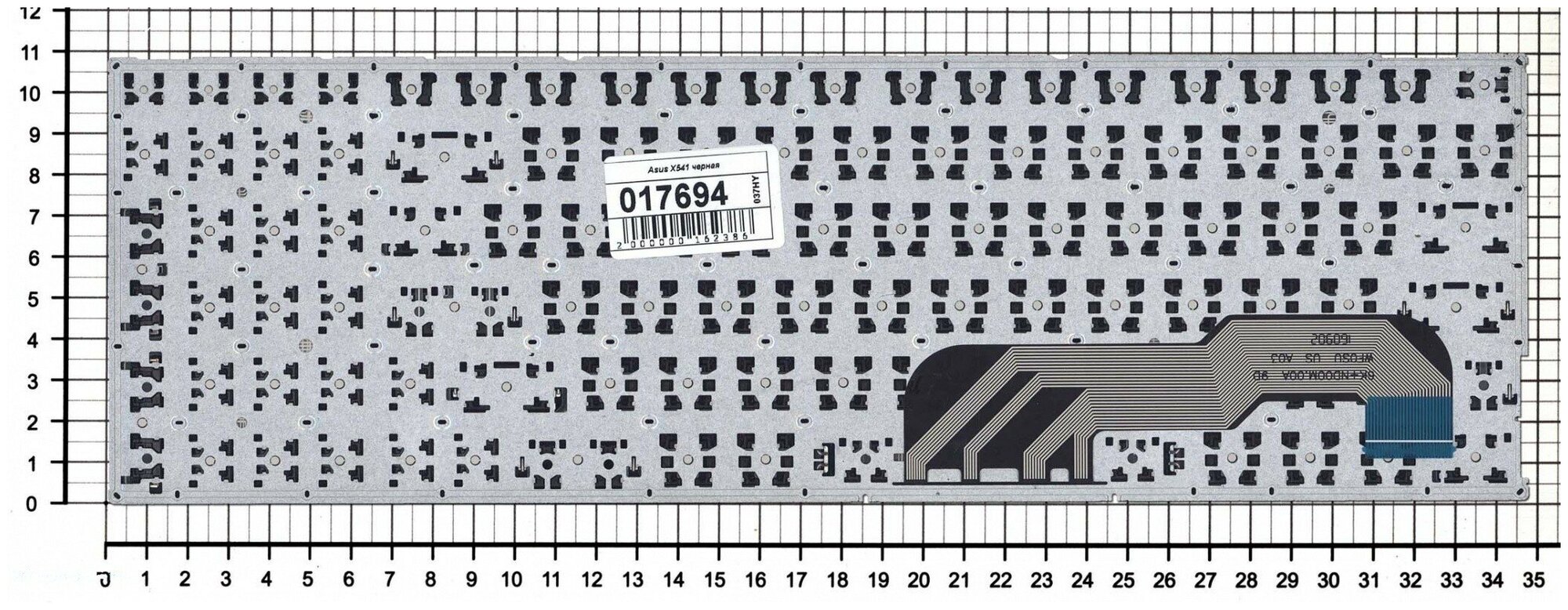 Клавиатура для ноутбука Asus A541 черная без рамки плоский Enter