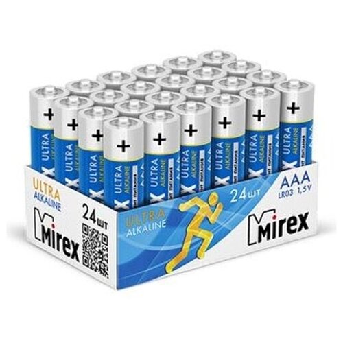 Батарейка ААA щелочная Mirex LR03, в картоне (showbox), комплект 24 шт. батарейка ааa щелочная pkcell lr03 в блистере 24 шт