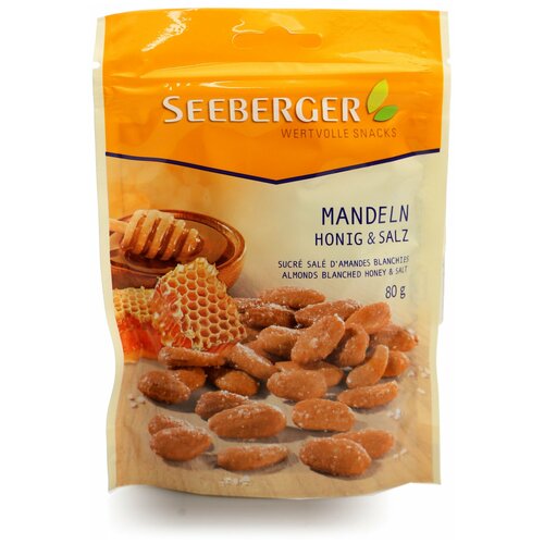 Орехи Seeberger Almonds blanched honey and salt Миндаль жареный с солью и медом, 80 г