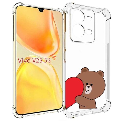 Чехол MyPads медвежонок детский для Vivo V25 5G / V25e задняя-панель-накладка-бампер