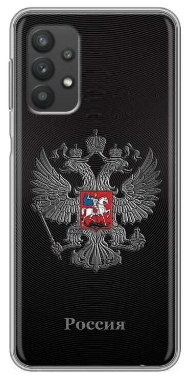 Дизайнерский силиконовый чехол для Samsung Galaxy A32 Флаг и герб России