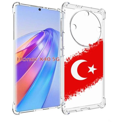 Чехол MyPads флаг Турции для Honor X40 задняя-панель-накладка-бампер