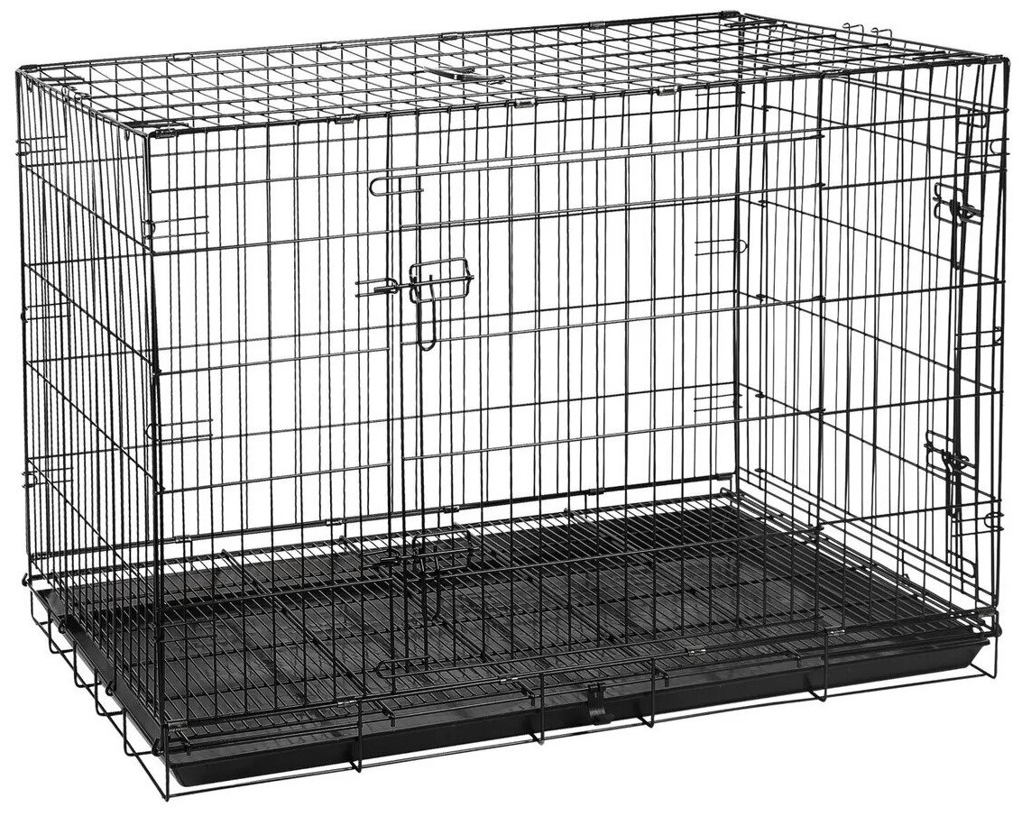 Клетка для собак металлическая ТоТо № 3+ черная, с 2-мя дверьми, поддоном и сеткой (78х49х56.5см) - фотография № 17
