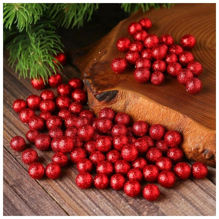 фото Фигурка для поделок и декора "Шар", набор 80 шт, размер 1 шт. 0,5 см, цвет красный