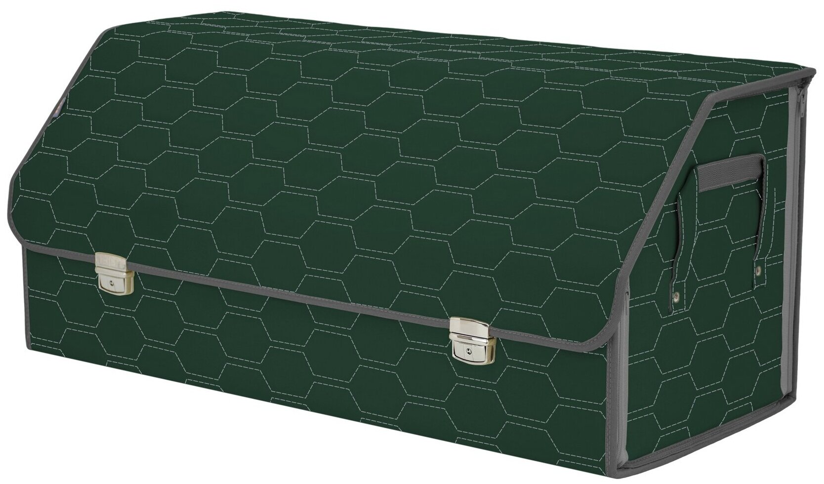 Органайзер-саквояж в багажник "Союз Премиум" (размер XXL). Цвет: зеленый с серой прострочкой Соты.
