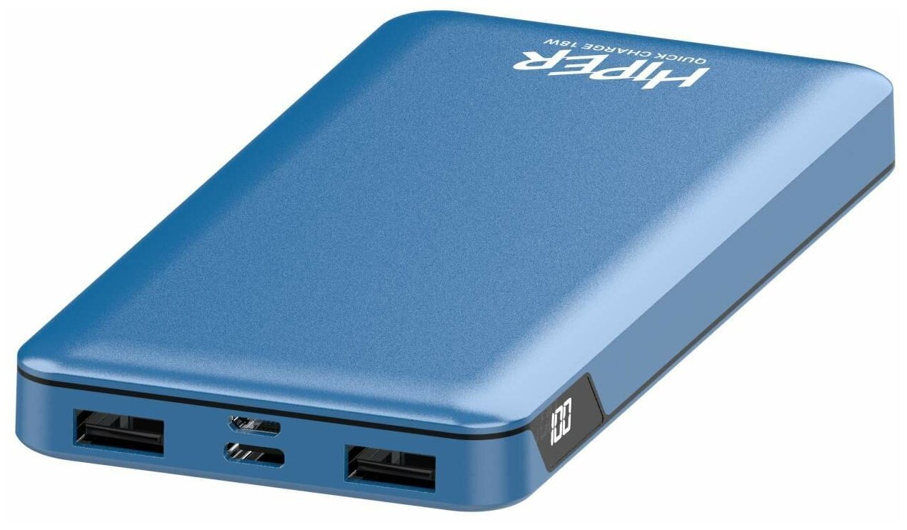 Внешний аккумулятор Hiper MFX 10000 10000mAh 3A QC PD 2xUSB голубой (MFX 10000 BLUE) - фото №3