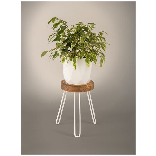 Подставка для цветов ilwi INT-W-PC-U-1-M23 на подоконник на окно металлическая из массива дерева в стиле лофт подарок на день рождения 1590₽