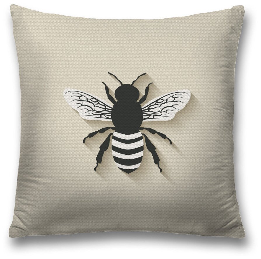 Наволочка декоративная на молнии, чехол на подушку JoyArty "Пчела в минимализме" 45х45 см