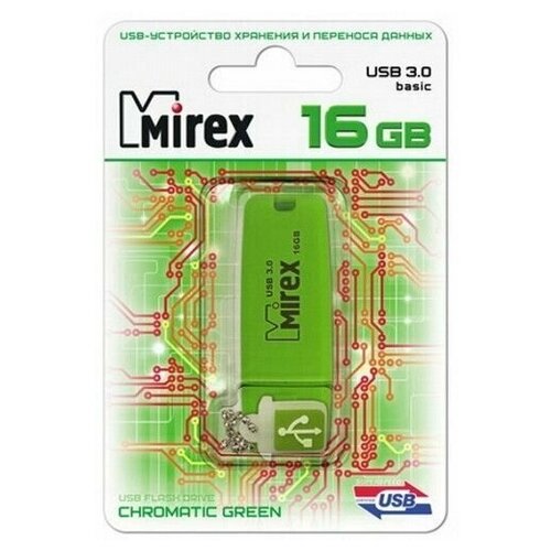 USB-накопитель Mirex 16GB, USB 3.0 (зеленый)