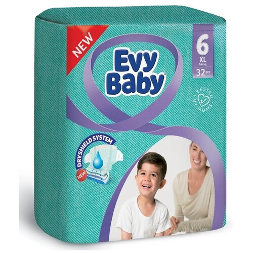 Подгузники детские Evy Baby XL 16+ кг, (6 размер), 30 шт