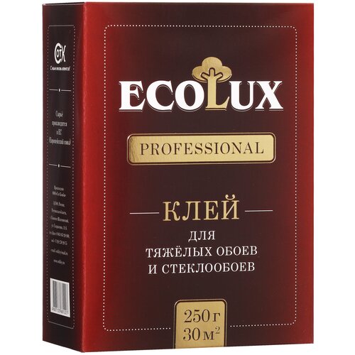 Клей обойный, клей для обоев Ecolux Professional тяжелые обои, Эколюкс, стеклообои, 500 г