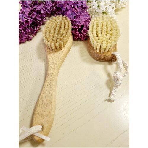 Антицеллюлитная щетка для сухого массажа с натуральной щетиной. Набор 2 щетки разной жесткости Borokot