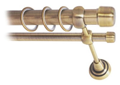 Карниз металлический Заглушка, 2-рядный, гладкий, D-25/16 мм, цвет Антик, 2,8 м.
