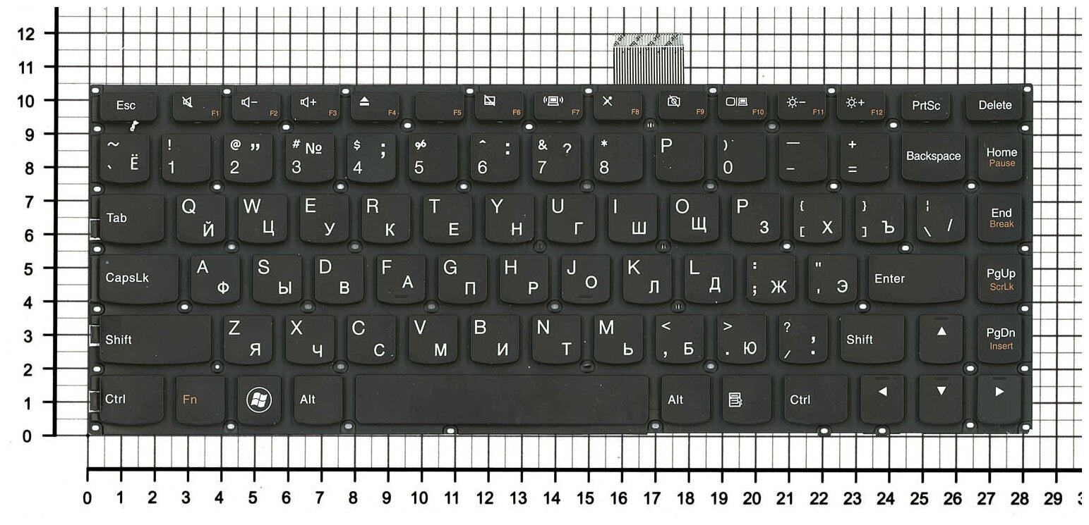 Клавиатура для ноутбука Lenovo IdeaPad U400 черная без рамки