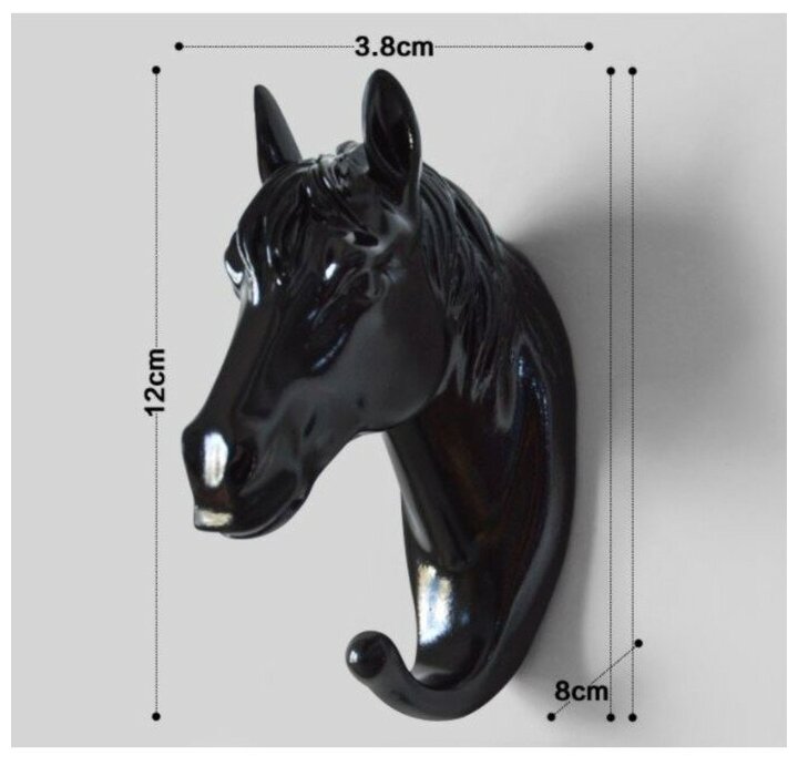 Декор настенный-вешалка "Конь"12 x 3.8 см, чёрный - фотография № 5