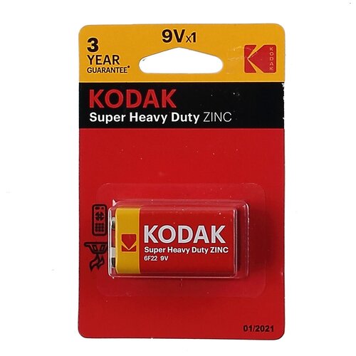 батарейки крона ergolux 6f22 9v солевая bl1 цена за упаковку Батарея Kodak Super Heavy Duty ZINC 6F22 BL1, 1шт