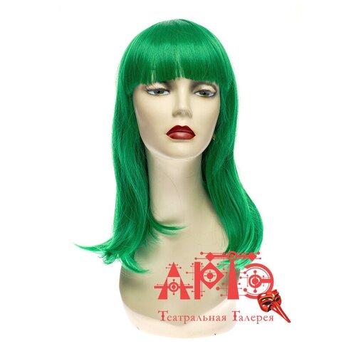 Парик удлинённое каре с чёлкой, зелёный, 44 см (Цв: Св. Зеленый ) парик каре удлиненное с чёлкой черный