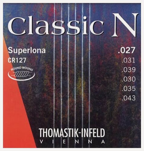 Изображение товара CR127 Classic N Комплект струн для акустической гитары, нейлон/посеребренная медь 027-043, Thomastik