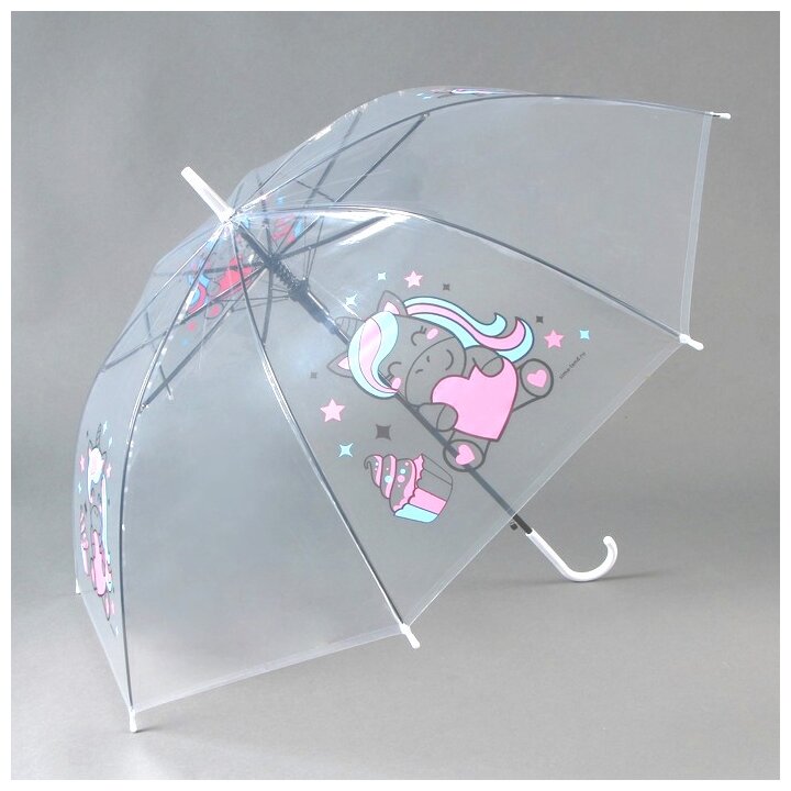 Зонт детский «Единорожка» полуавтомат прозрачный d=90 см 