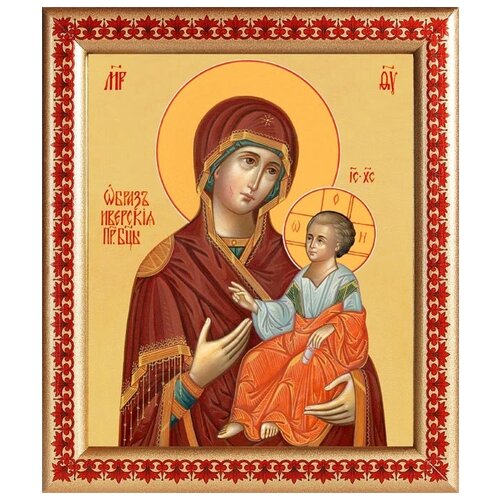 Иверская икона Божией Матери, рамка с узором 21,5*25 см
