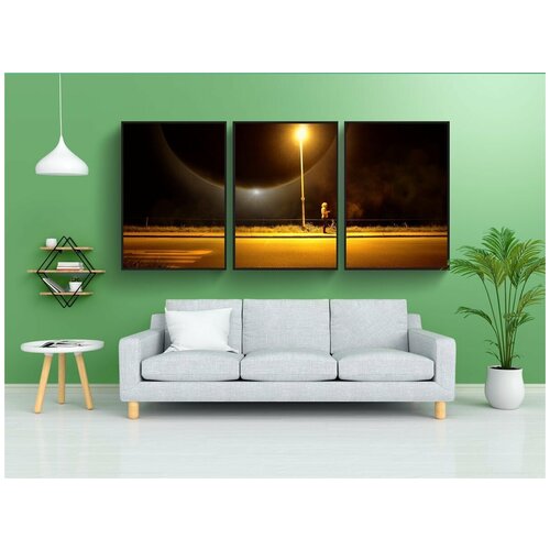 фото Набор модулных постеров для интерьера "фонарь, луна, автобусная остановка" 60x90 см. в тубусе, без рамки lotsprints