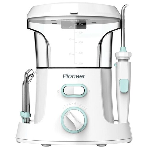 Ирригатор Pioneer/ Ирригатор для зубов / Ирригатор стационарный / Ирригатор для полости рта с резервуаром объемом 600 мл и отсеком для хранения насадок, 7 насадок, 10 режимов, функция пауза, 18 Вт