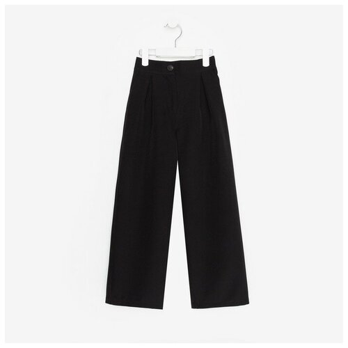 фото Школьные брюки minaku, повседневный стиль, карманы, без карманов, размер 164, черный