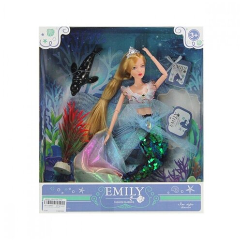 Кукла ABtoys Emily Русалочка (топ и зеленый хвост), аксессуары, 30см