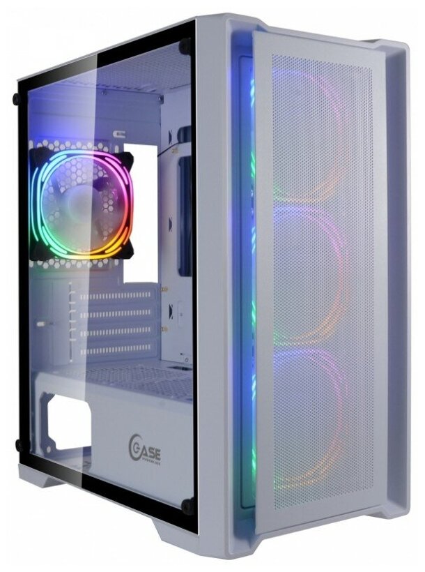 Powercase Alisio Micro X4W, Tempered Glass, 4х 120mm 5-color fan, белый, mATX (CAMIW-L4)