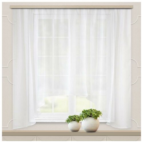 фото Штора для кухни вуаль-однотонная арка 285х160 см, белый, пэ 100% 5472101 witerra