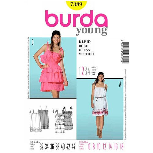 Выкройка BURDA №7389 Платье