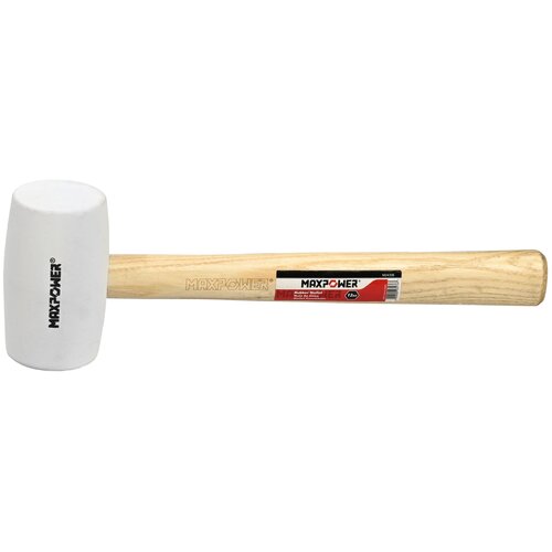 Киянка резиновая белая с деревянной ручкой 340гр MAXPOWER