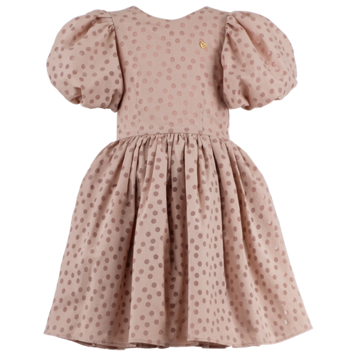 фото Платье deux lignes, хлопок, нарядное, в горошек, размер 122, бежевый