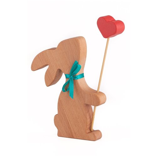 Фигурка для декора. кролик пасхальный. деревянная статуэтка заяц с сердцем, 16х12х2см, LeoPilit