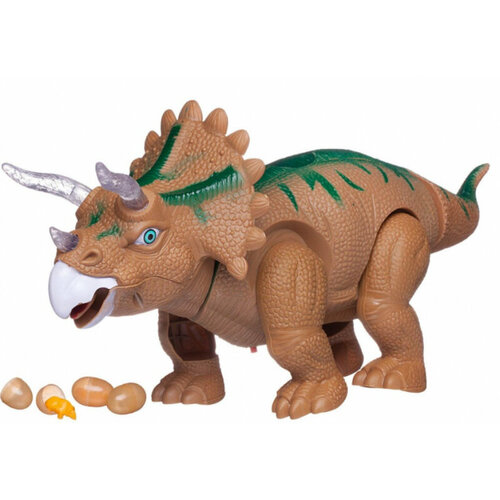 Робот Junfa WB-00696 Динозавр-Трицератопс откладывает яйца свет и звук бежевый игровые фигурки hti фигурка динозавра dino world трицератопс 28 см