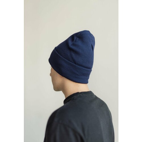 фото Шапка бини шапка мужская вязанная бини вязаная демисезон демисезонная, хлопок, вязаная, размер one size, синий китай